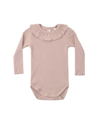 RUFFLE COLLAR BODYSUIT (ROSEWOOD)