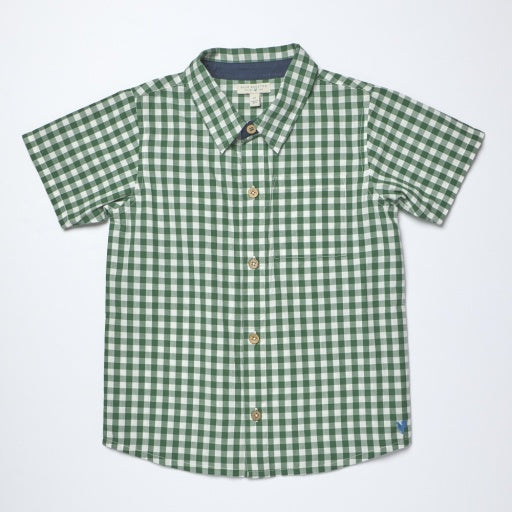boys jack shirt - green white check