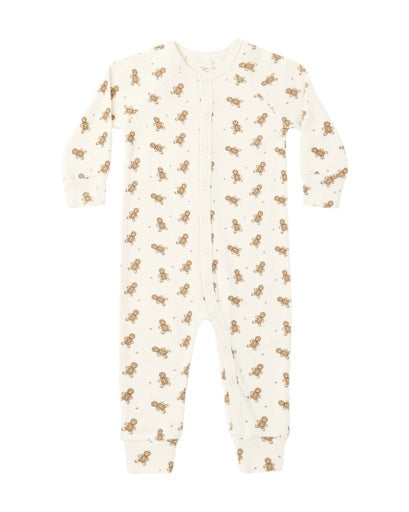 ORGANIC LONG JOHN PAJAMAS (GINGERBREAD)