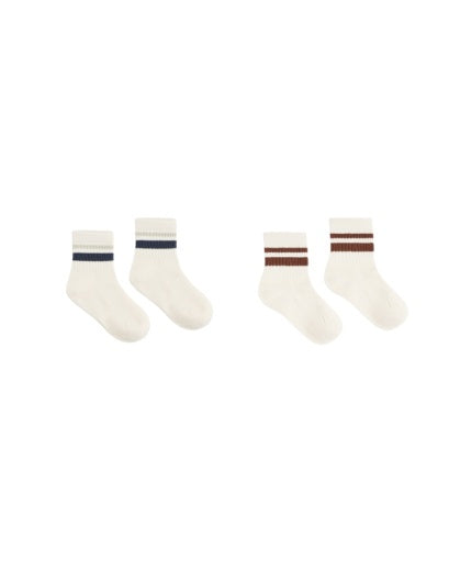 STRIPE SOCKS, 2-PACK FOG, MULBERRY
