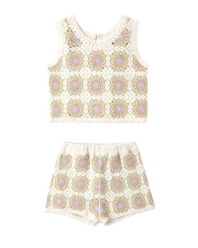 CROCHET TANK SET CITRON DAISY CHECK