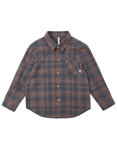 COLLARED LONG SLEEVE SHIRT MIDNIGHT PLAID