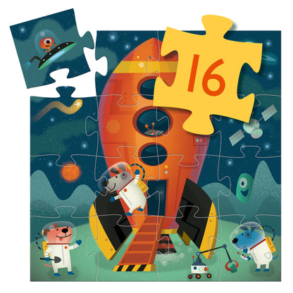 Spaceship 16pc Silhouette Mini Jigsaw Puzzle