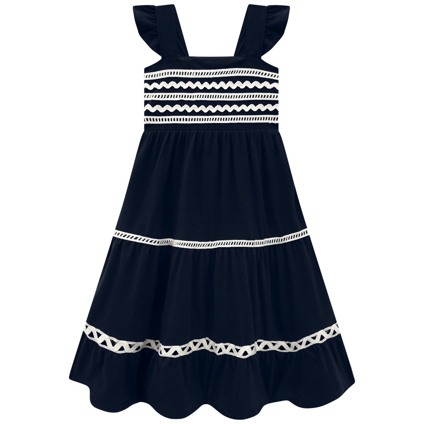Navy Ribbon Flutter Dress