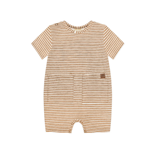 Striped Jersey Romper (Hazelnut)