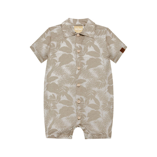 Button Up Vacation Romper (Almond)