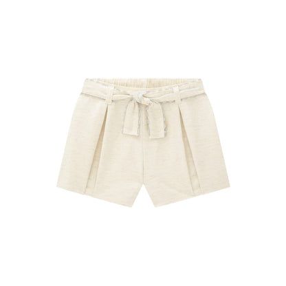 Oatmeal Tie-Front Shorts