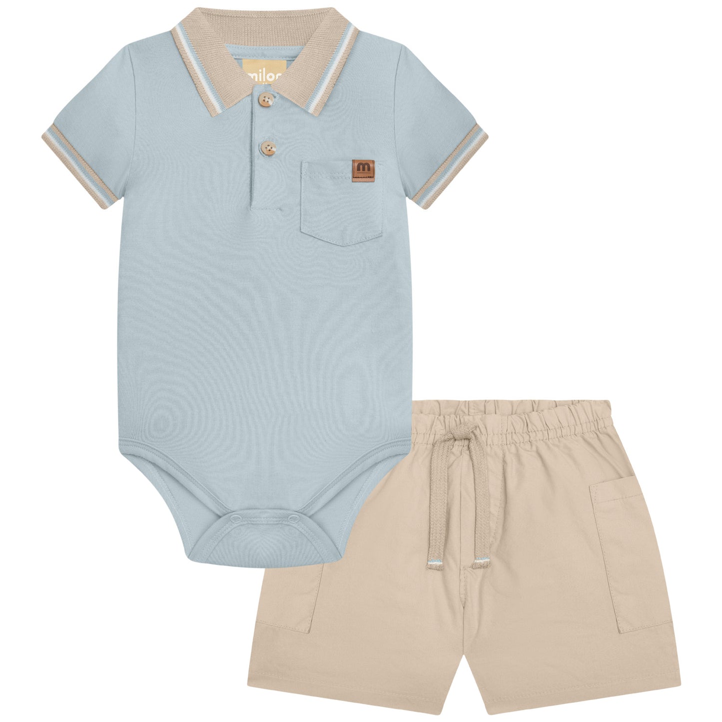 Coastal Stripe Henley Bodysuit Set