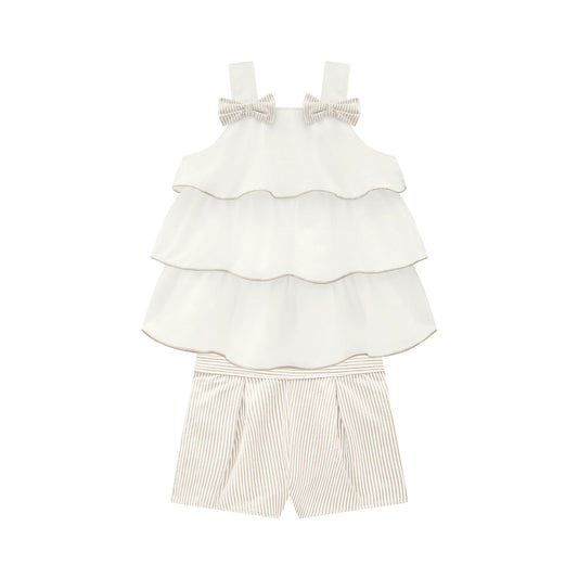 Tiered Ruffle & Stripe Short Set