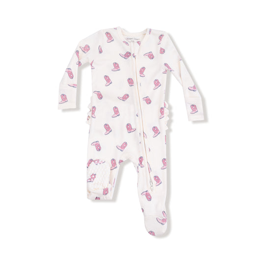 Petite Cowgirl Boots - 2-Way Zipper Footie