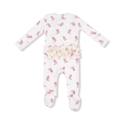 Petite Cowgirl Boots - 2-Way Zipper Footie