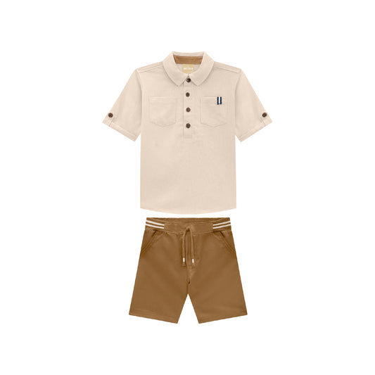 Sandstone Polo & Knit Short Set