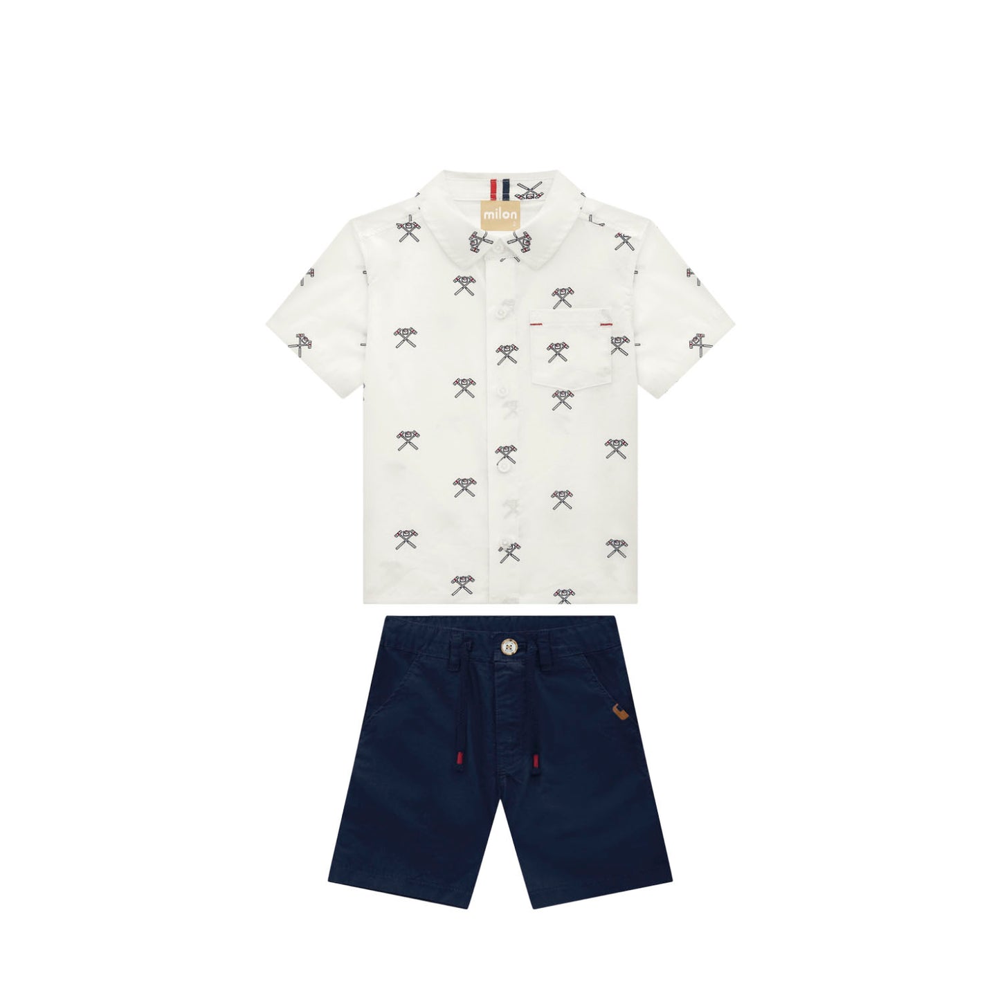 Croquet Club Button-Up & Navy Short Set