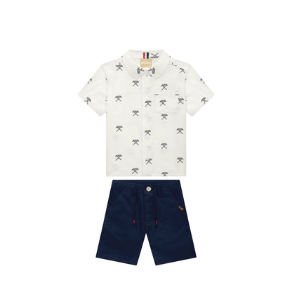 Croquet Club Button-Up & Navy Short Set