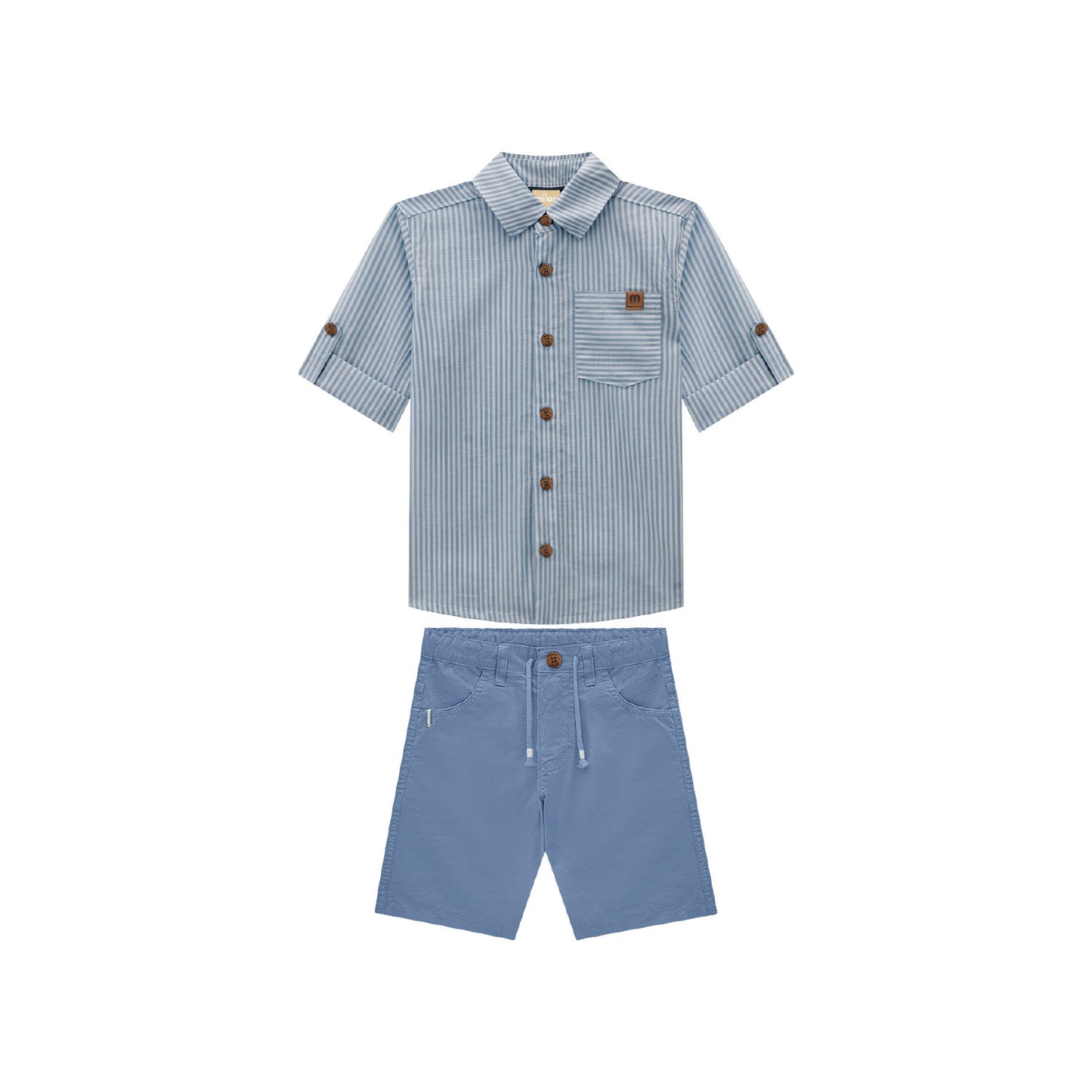 Solemn Blue Button-Up & Short Set