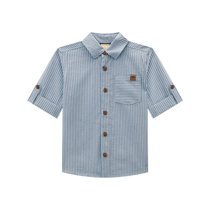 Solemn Blue Button-Up & Short Set