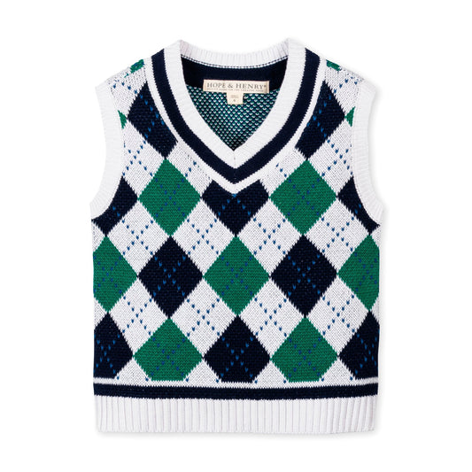 Organic Sweater Vest (Pickleball Argyle)