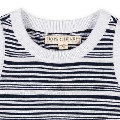 Organic Sweater Tank (Navy Stripe)