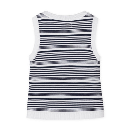 Organic Sweater Tank (Navy Stripe)