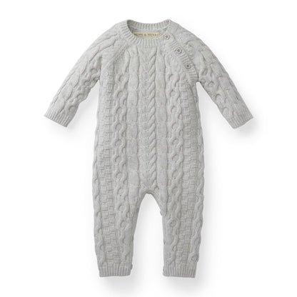 Organic Cable Knit Sweater Romper (Gray)