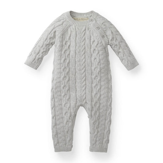 Organic Cable Knit Sweater Romper (Gray)