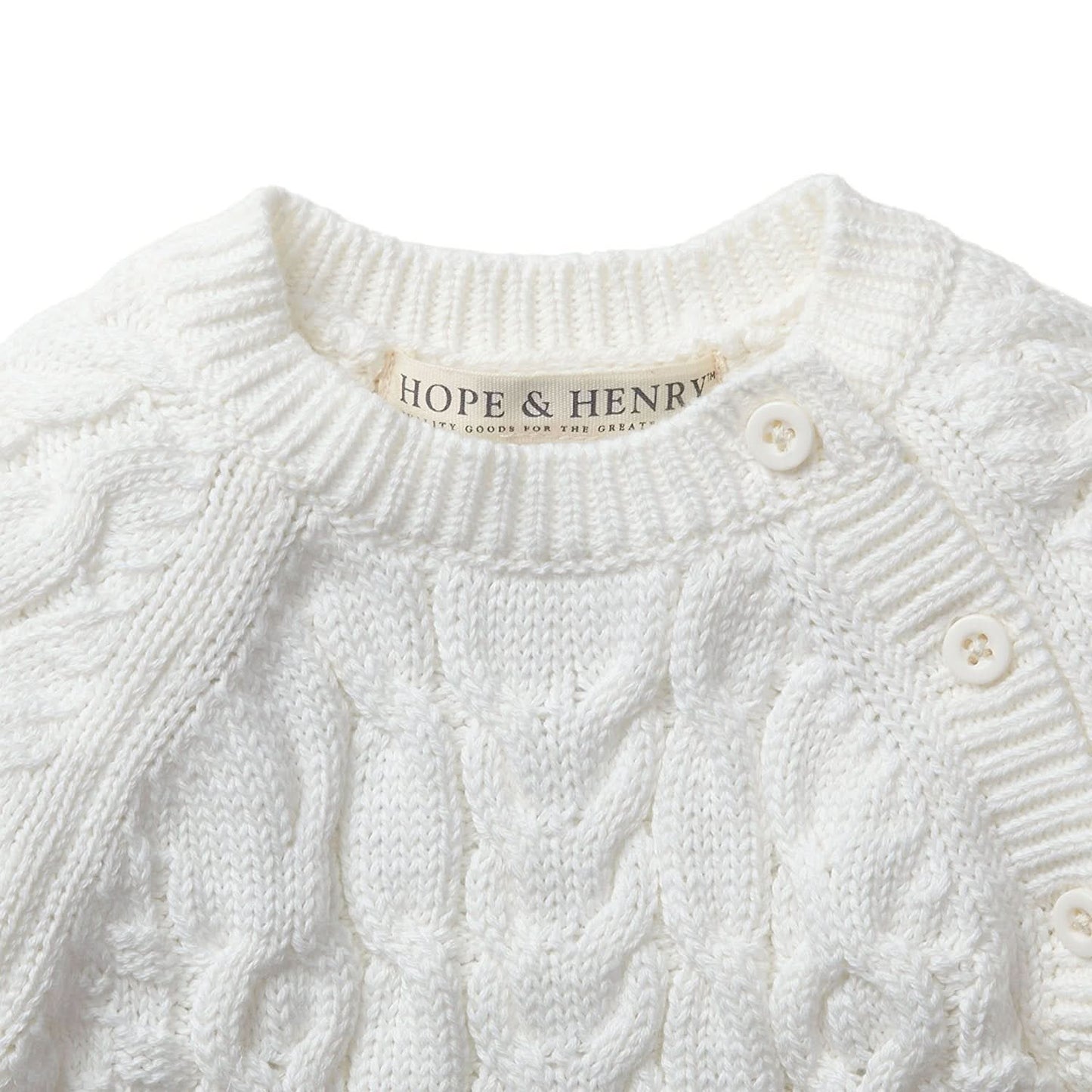 Organic Cable Knit Sweater Romper (White)