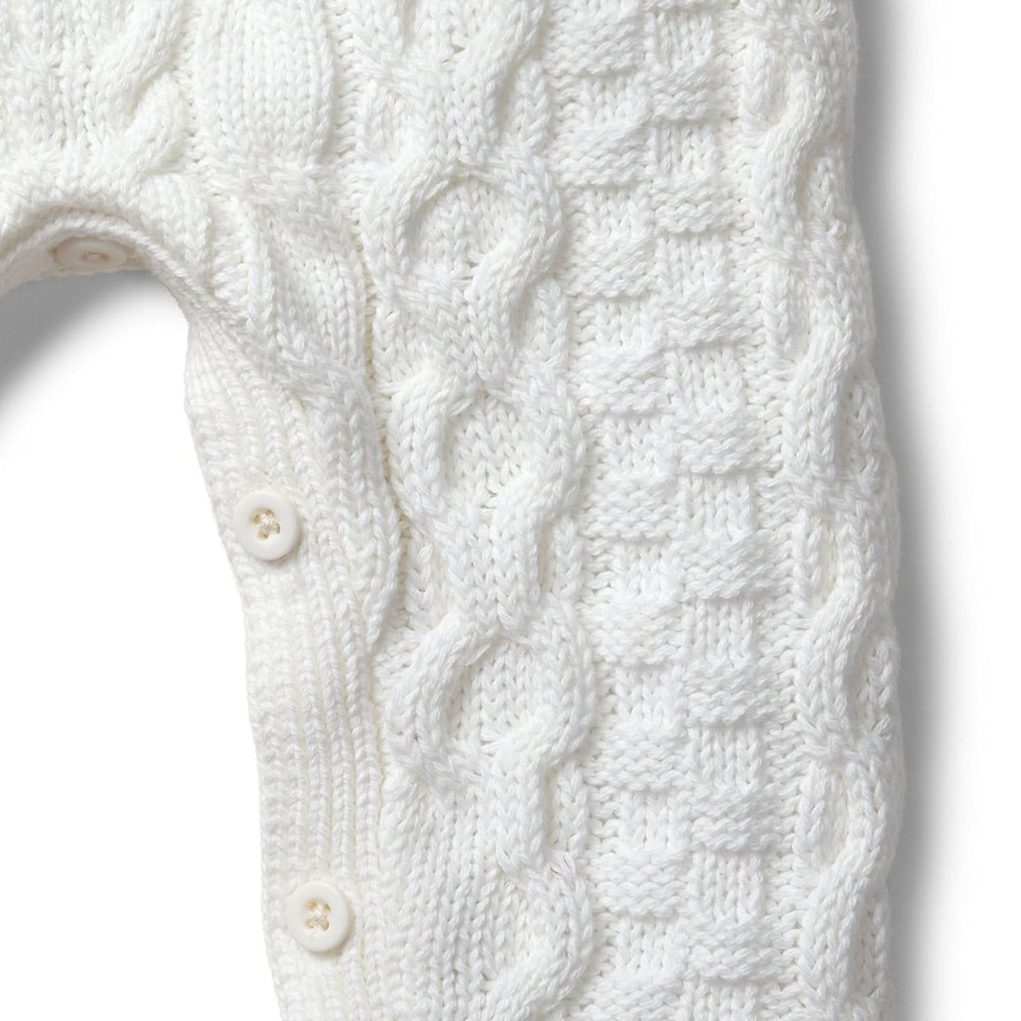 Organic Cable Knit Sweater Romper (White)