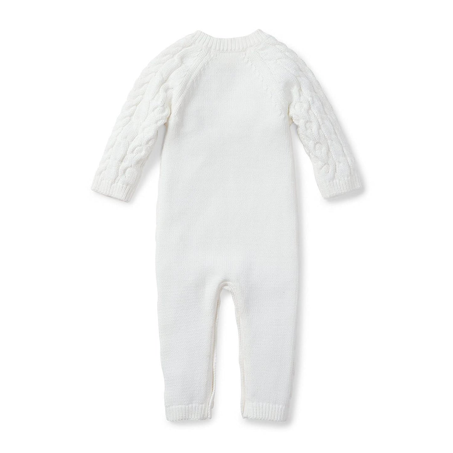 Organic Cable Knit Sweater Romper (White)