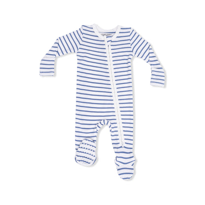 Navy Stripe 2 Way Zipper Footie