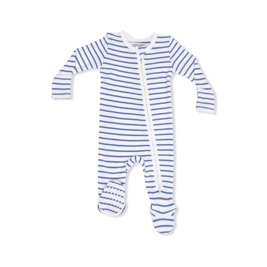 Navy Stripe 2 Way Zipper Footie