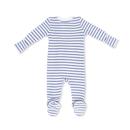 Navy Stripe 2 Way Zipper Footie