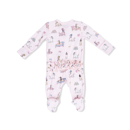 Fancy Hounds w/ Bows Zipper Footie