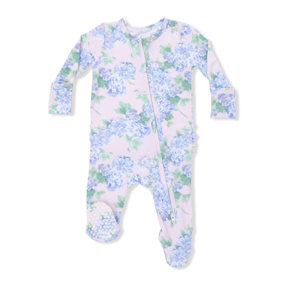 Hydrangeas 2 Way Ruffle Back Zipper Footie