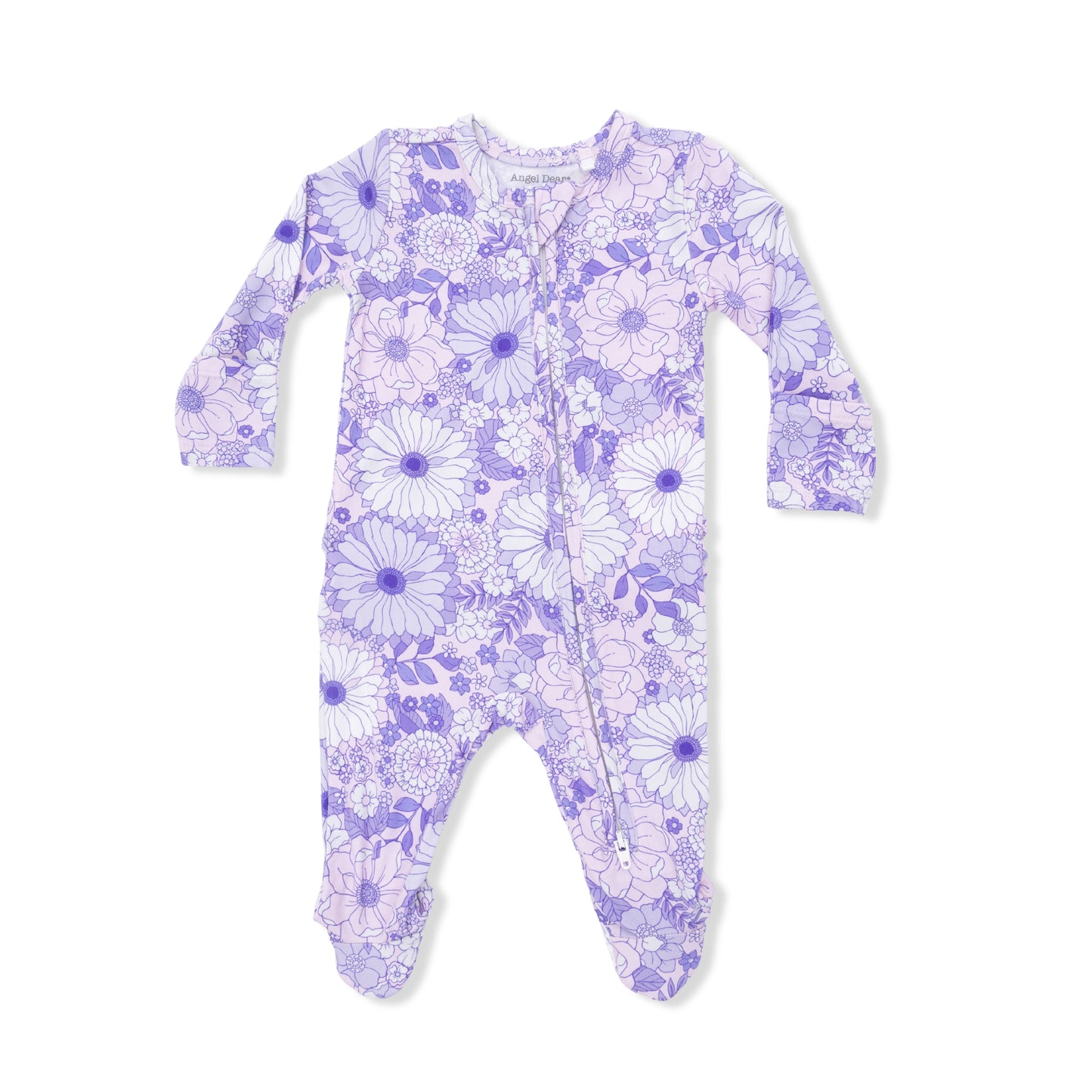 Lacy Lavender Floral 2 Way Ruffle Back Zipper Footie