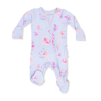 Mermaid Princesses 2 Way Ruffle Back Zipper Footie