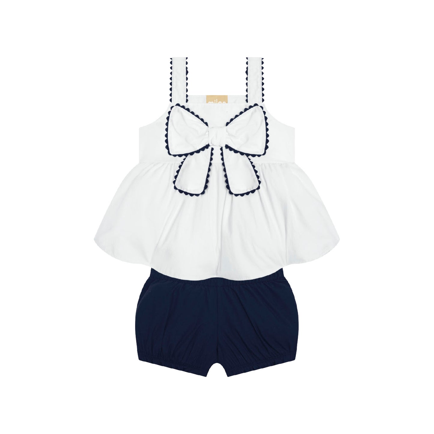 Navy Scallop Bow Bubble Set