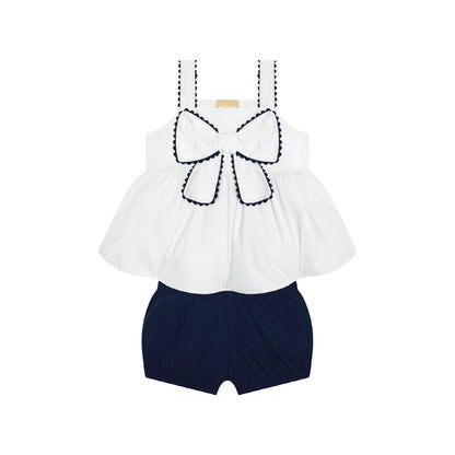Navy Scallop Bow Bubble Set