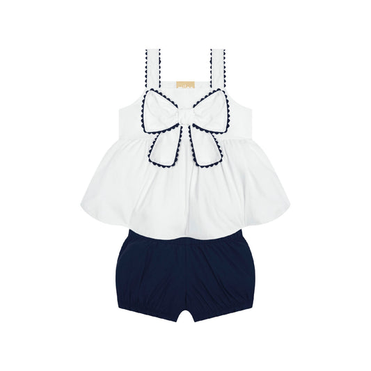 Navy Scallop Bow Bubble Set