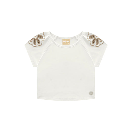 Petal Embroidered Sleeve Top