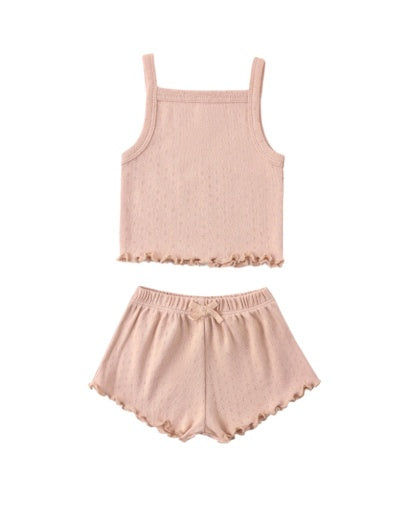 POINTELLE TANK + SHORTIE SET MELON