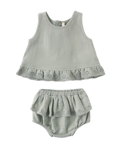 RUFFLED TULIP TOP + BLOOMER SET SAGE