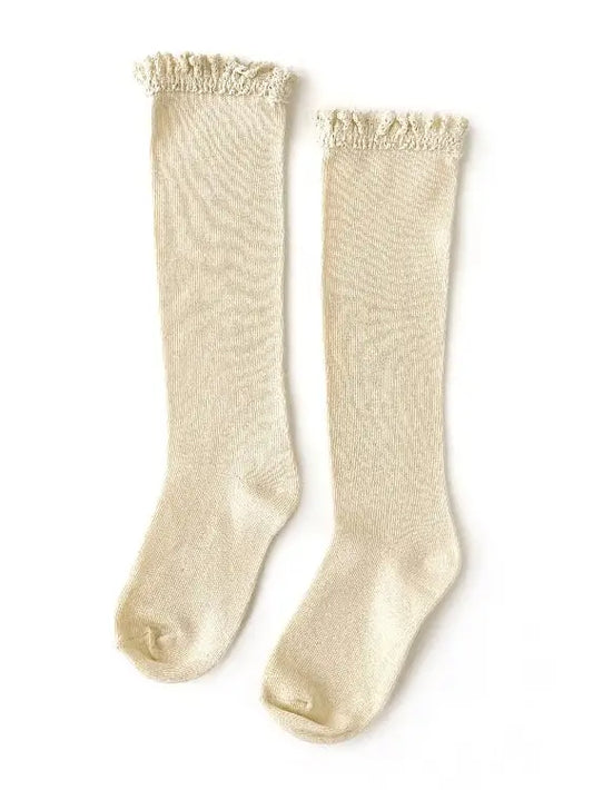 Lace Top Knee Highs - VANILLA
