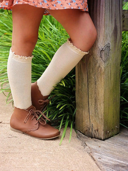 Lace Top Knee Highs - VANILLA