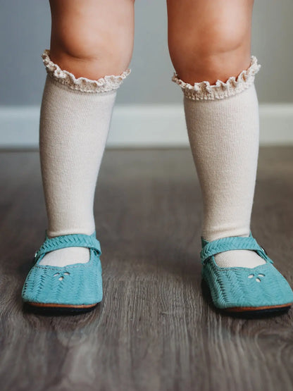 Lace Top Knee Highs - VANILLA