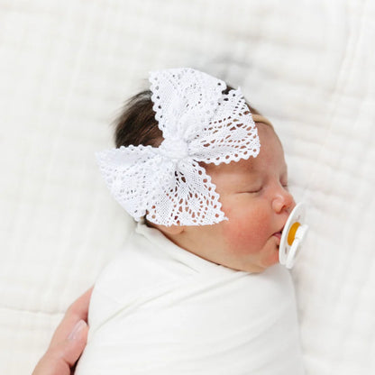 Lace Bow - White Crochet Headband