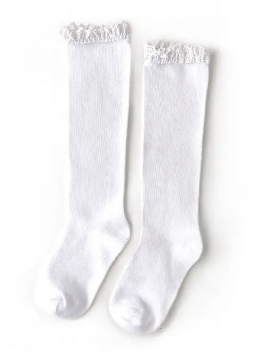 Lace Top Knee Highs - WHITE